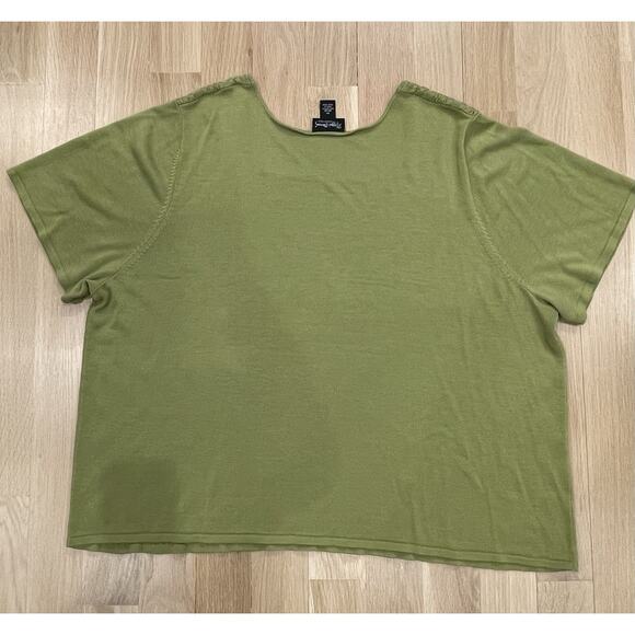 Maggie Barnes Essentials Cable Knit Short Sleeve Sweater Size 4X (30/32) Green - Picture 2 of 5